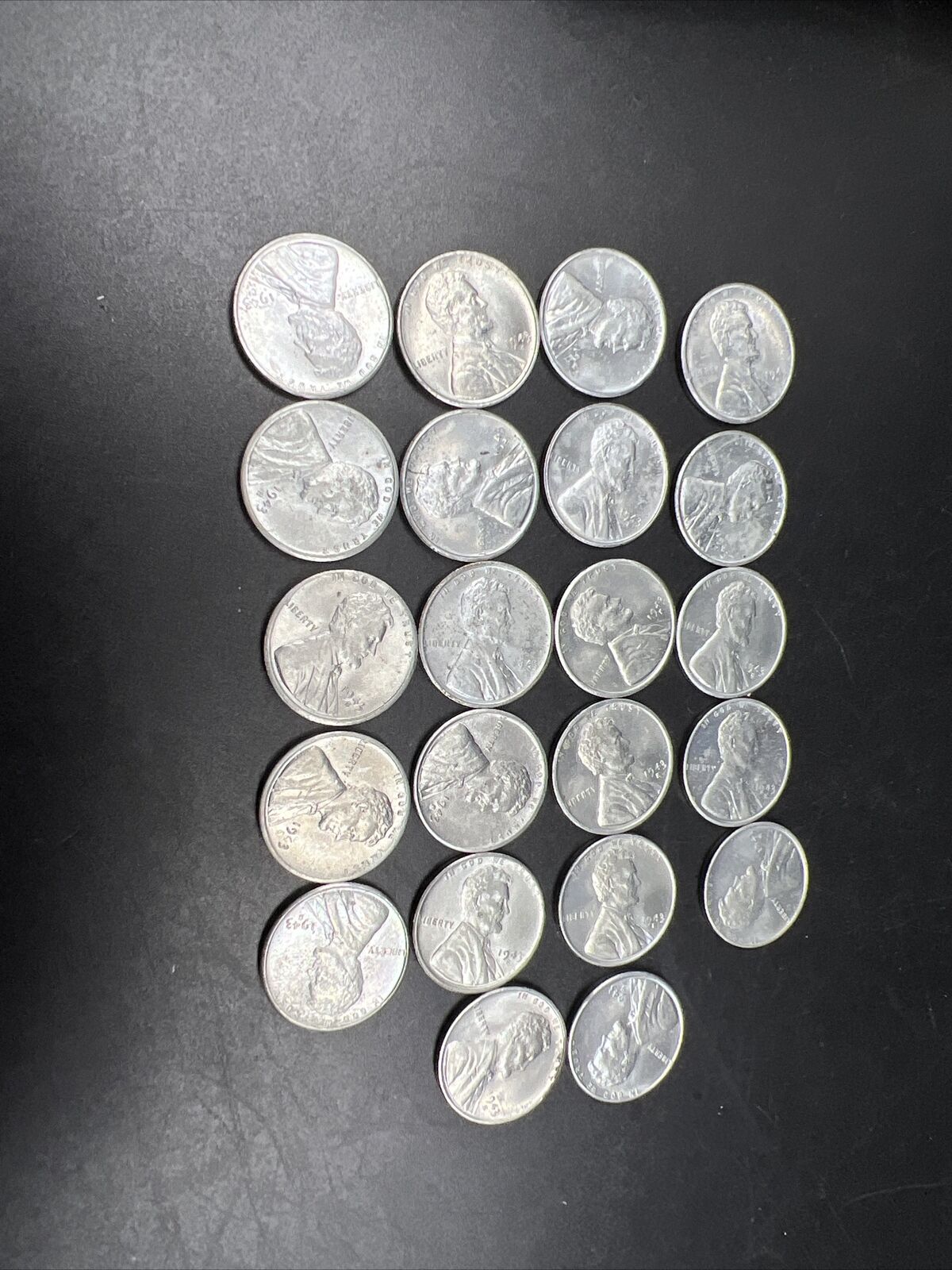 Lot of 22 1943 S 1c BU Lincoln Wheat Steel Cent Penny Coins Partial Roll