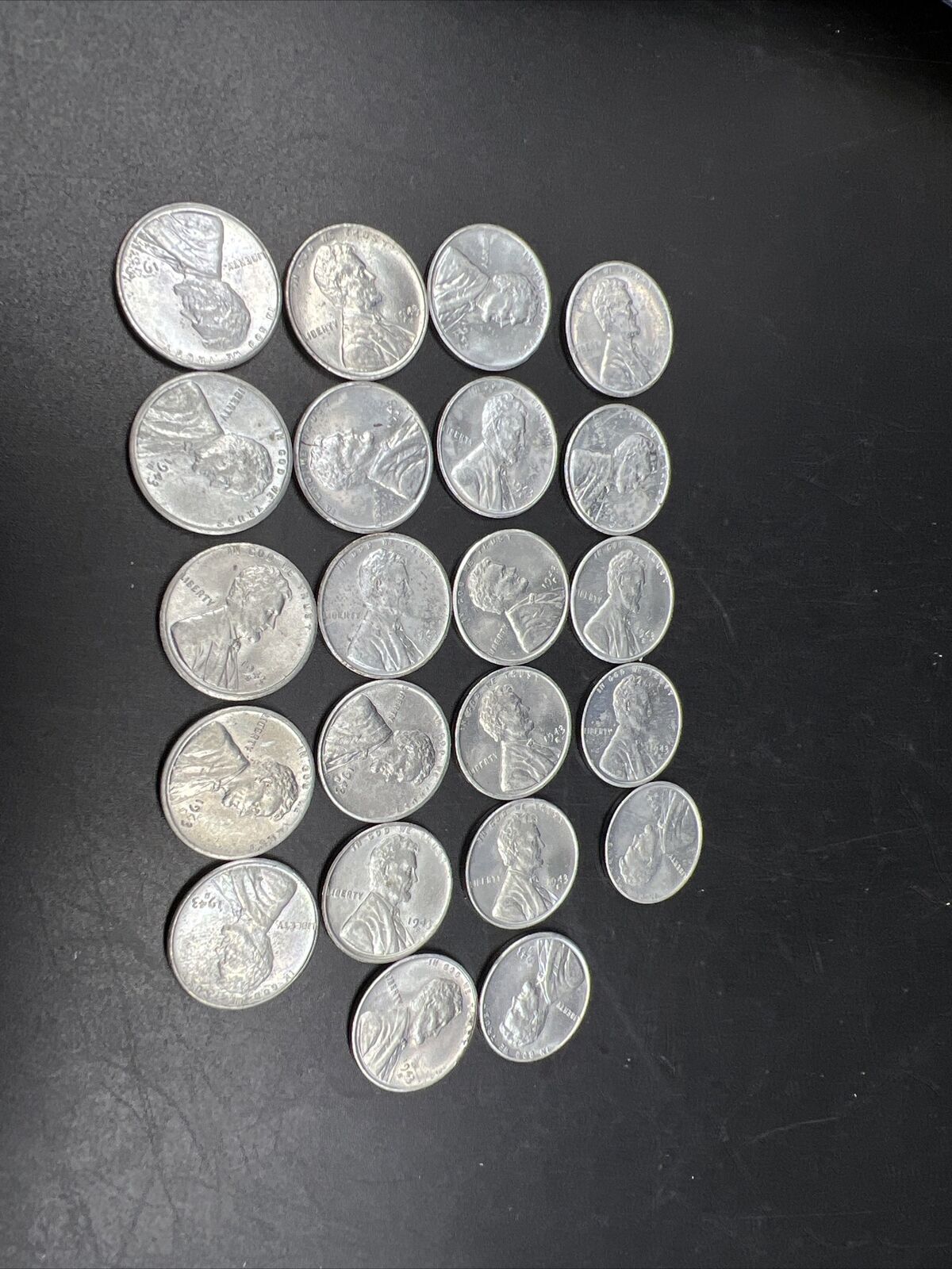 Lot of 22 1943 S 1c BU Lincoln Wheat Steel Cent Penny Coins Partial Roll
