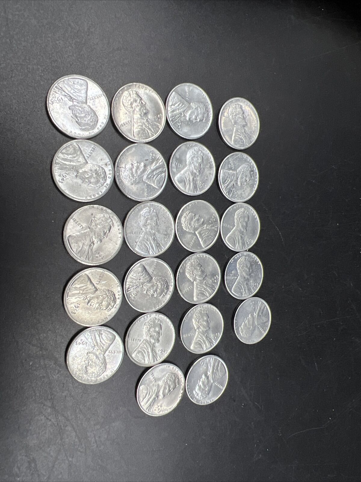 Lot of 22 1943 S 1c BU Lincoln Wheat Steel Cent Penny Coins Partial Roll