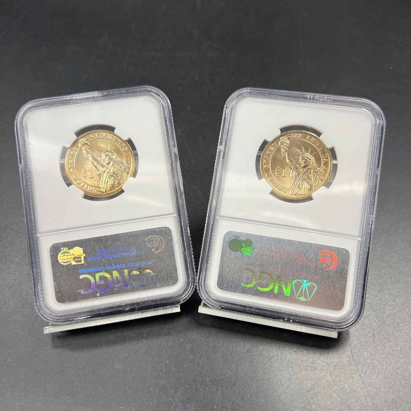 2007 P & D $1 George Washington Presidential Dollar Two Coin Set NGC FDOI BU