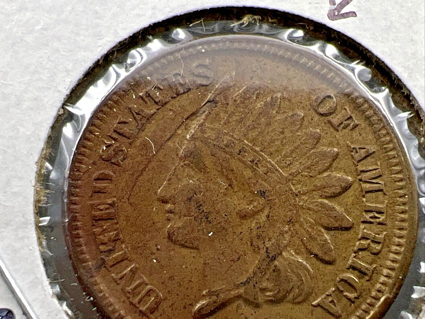 1863 1c Indian One Cent Coin VF Very Fine Defective Planchet Error