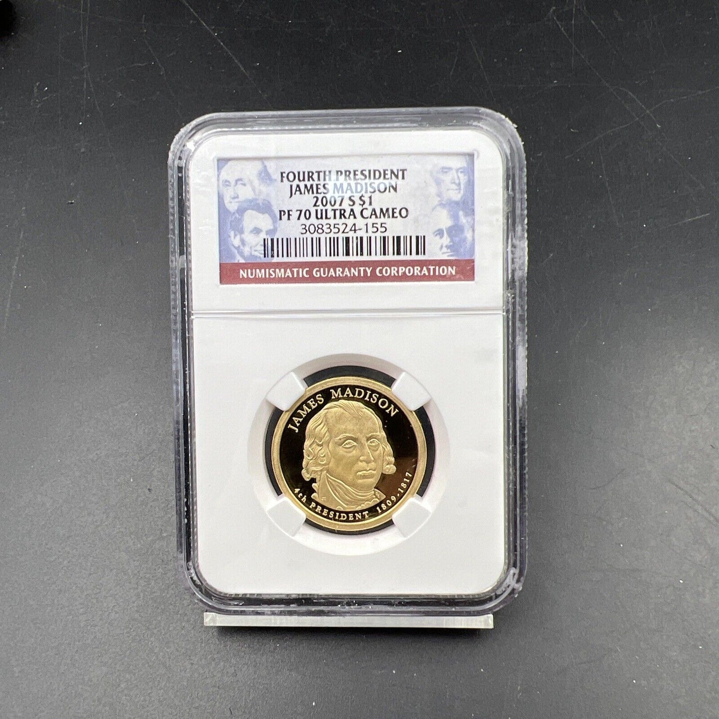 2007 S $1 One Dollar Proof Presidential Dollar James Madison NGC PF70 UCAM #55