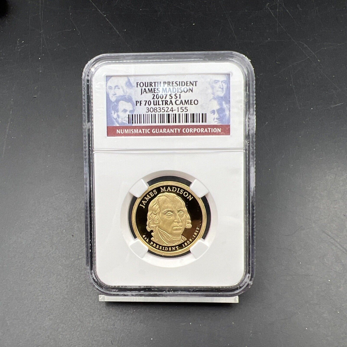 2007 S $1 One Dollar Proof Presidential Dollar James Madison NGC PF70 UCAM #55