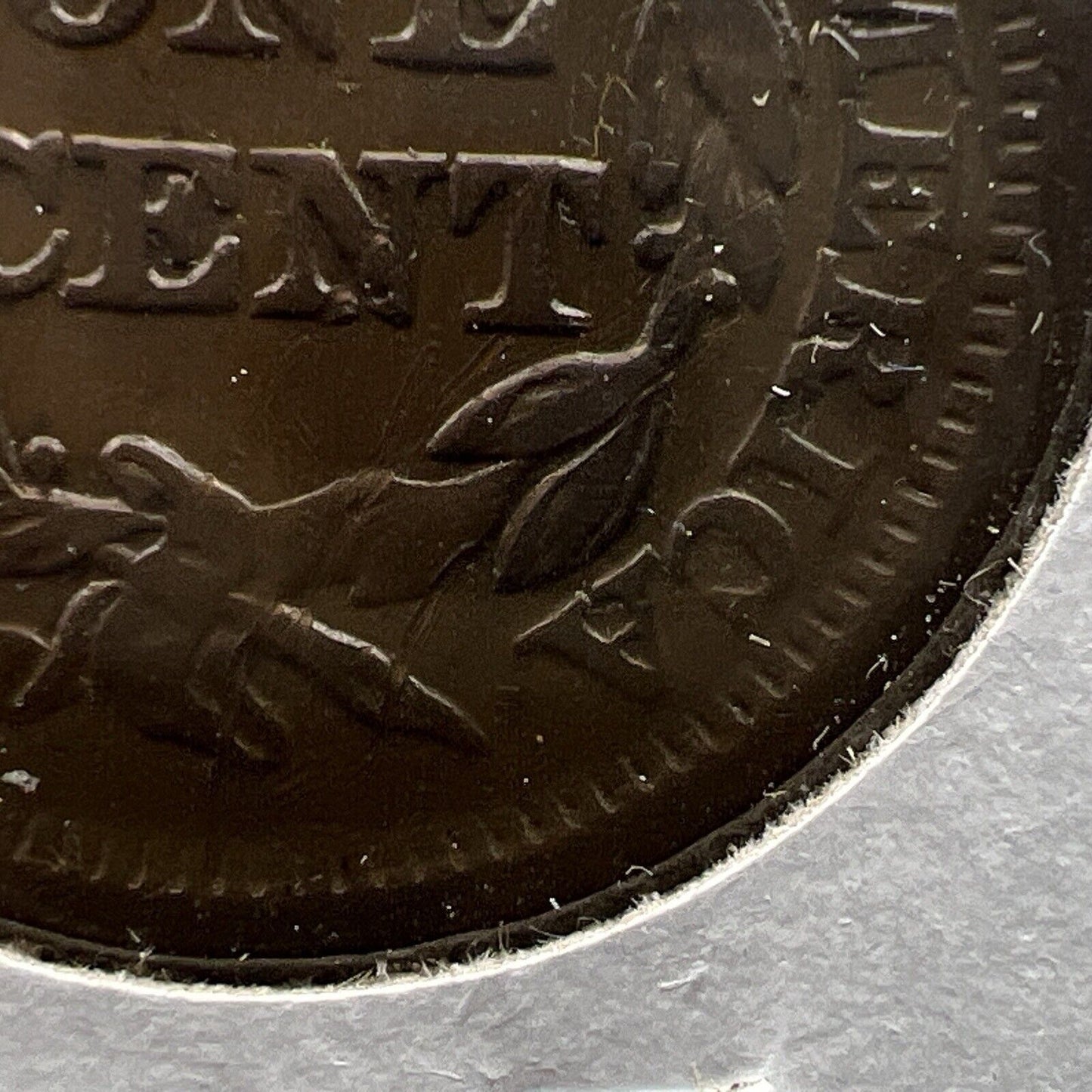 1851 1c Braided Hair Large Cent Coin OBV Struck Thru Grease Error XF EF Details