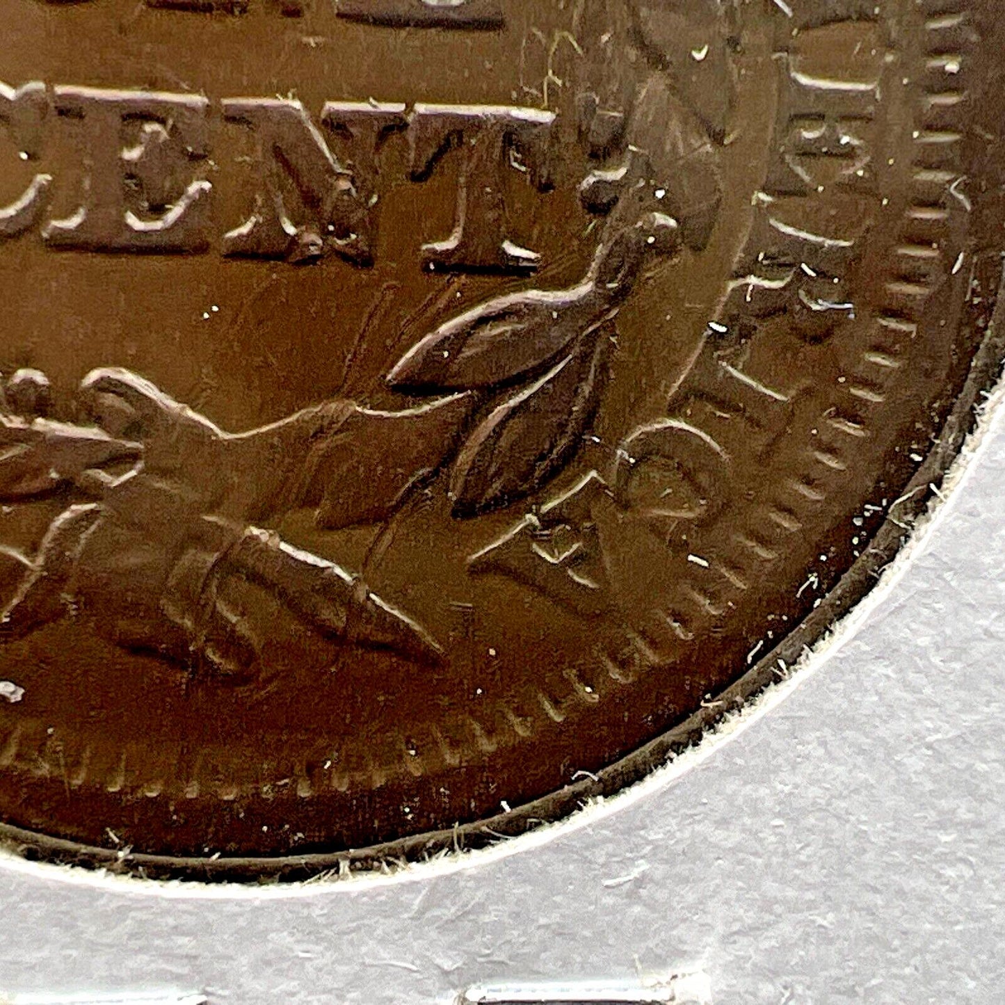 1851 1c Braided Hair Large Cent Coin OBV Struck Thru Grease Error XF EF Details