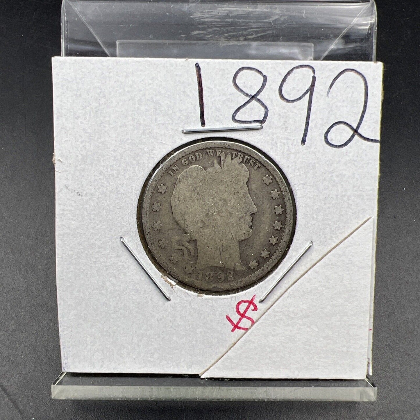 1892 P Barber Silver Quarter Coin Choice AG First Year Of Issue