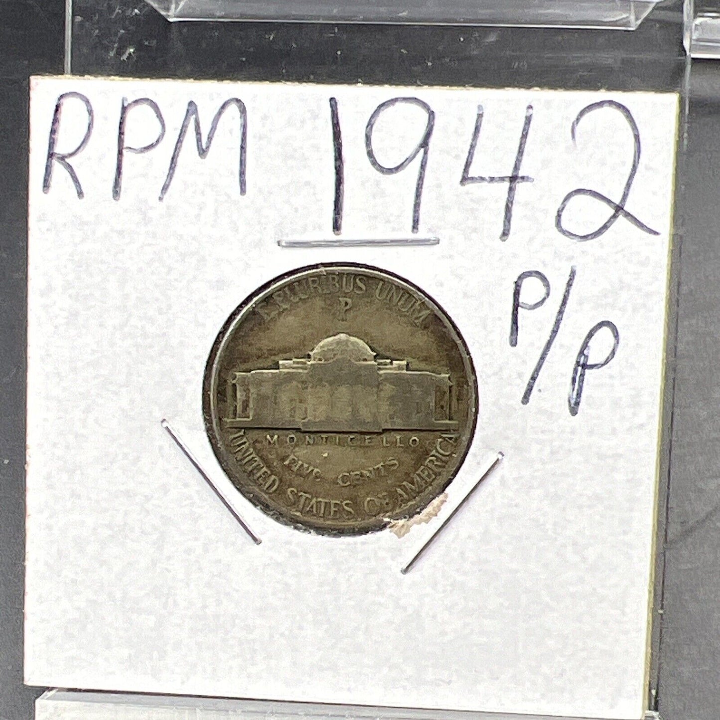 1942 P 5c Jefferson Silver WW2 Type 2 Silver War Nickel Coin P/P RPM Variety