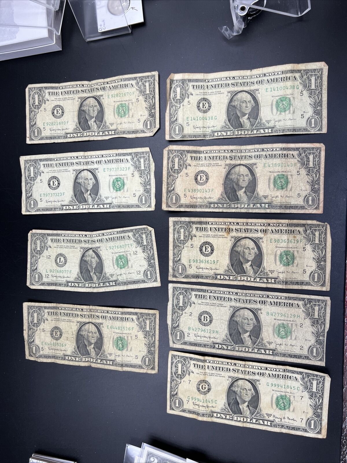 Lot of 9 Cull 1963 $1 Barr FRN Federal Reserve Notes Very Circulated