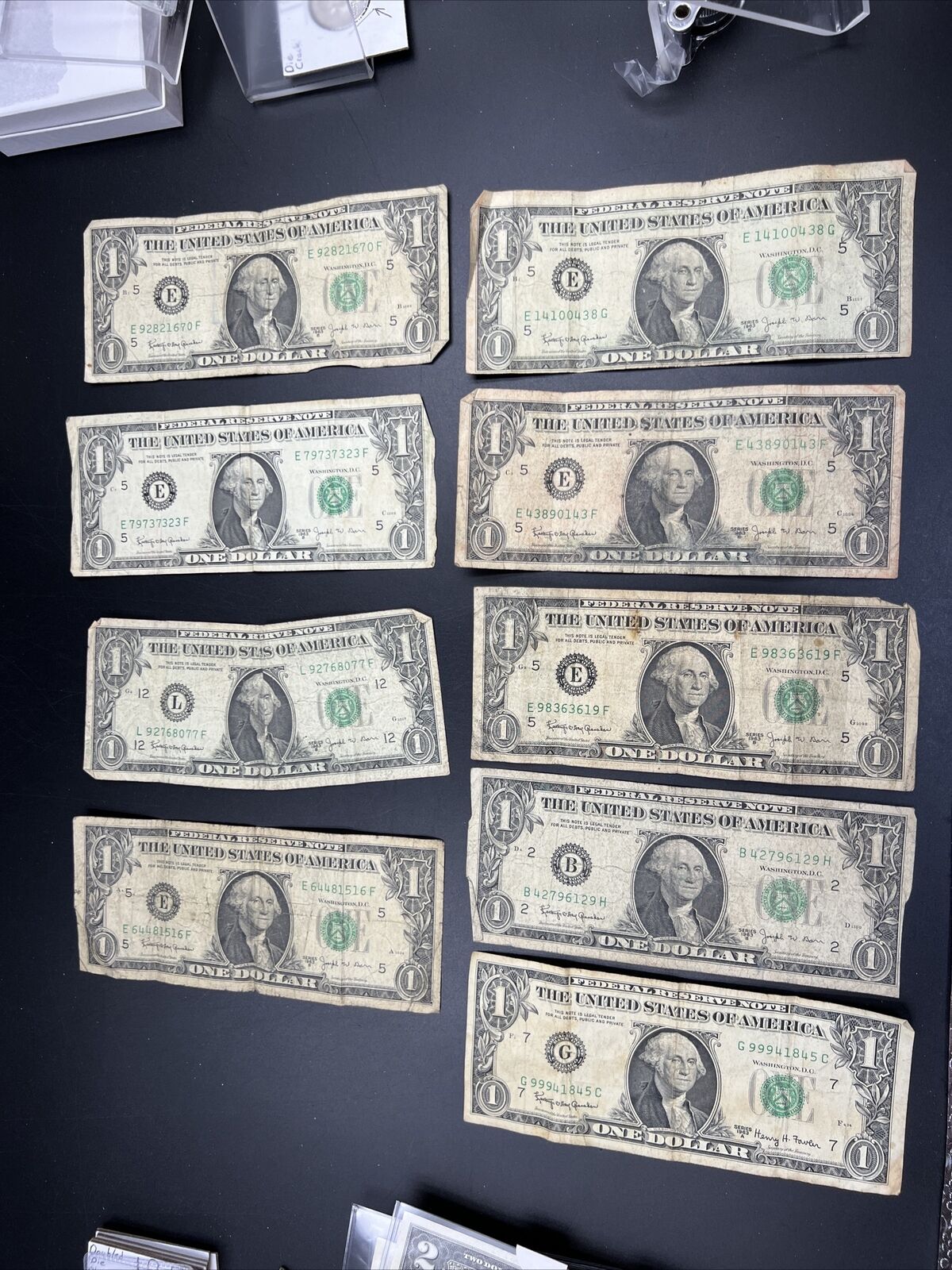 Lot of 9 Cull 1963 $1 Barr FRN Federal Reserve Notes Very Circulated