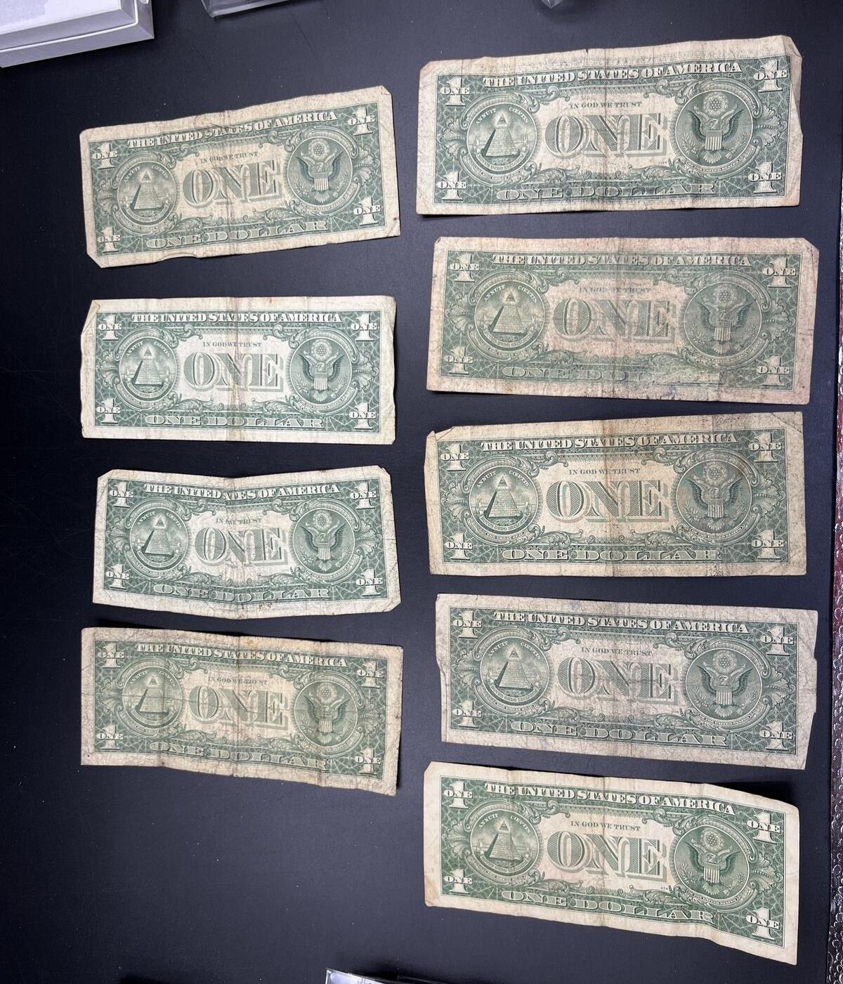 Lot of 9 Cull 1963 $1 Barr FRN Federal Reserve Notes Very Circulated