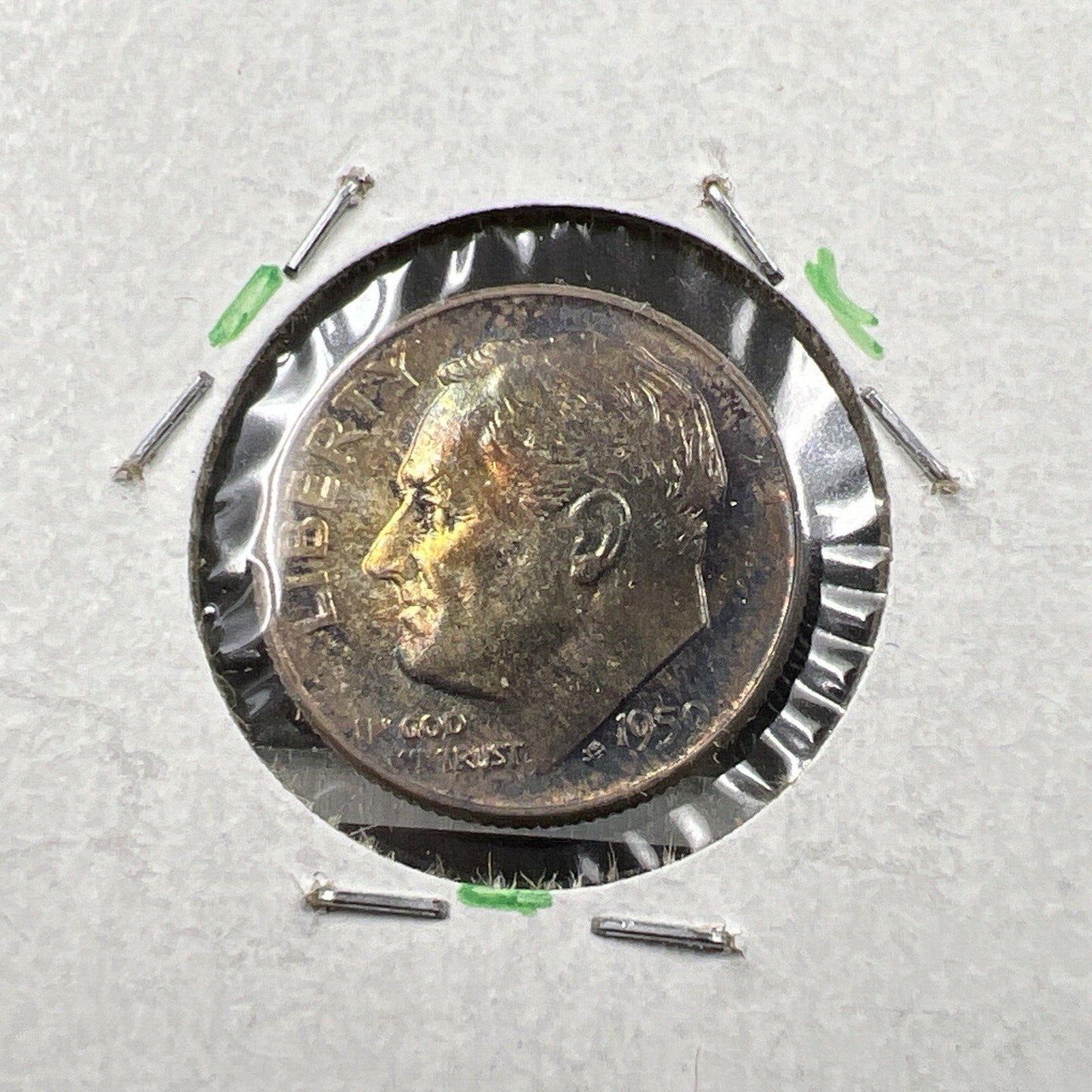 1959 P 10c Roosevelt Dime Coin CH BU PQ Pink Blue Original Toning Toner SKU#GN3