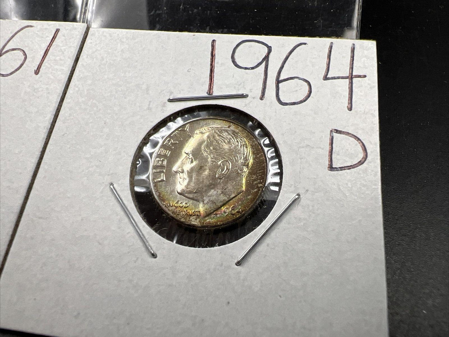 Toner Trio 3 Nice toned 1964 & 1961 Roosevelt Silver Dime Coins BU UNC