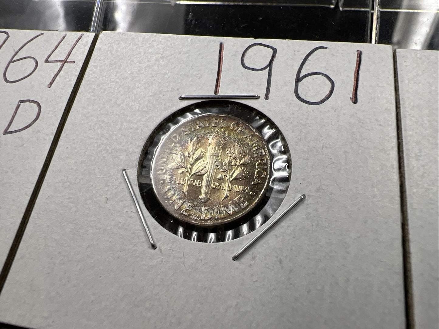 Toner Trio 3 Nice toned 1964 & 1961 Roosevelt Silver Dime Coins BU UNC