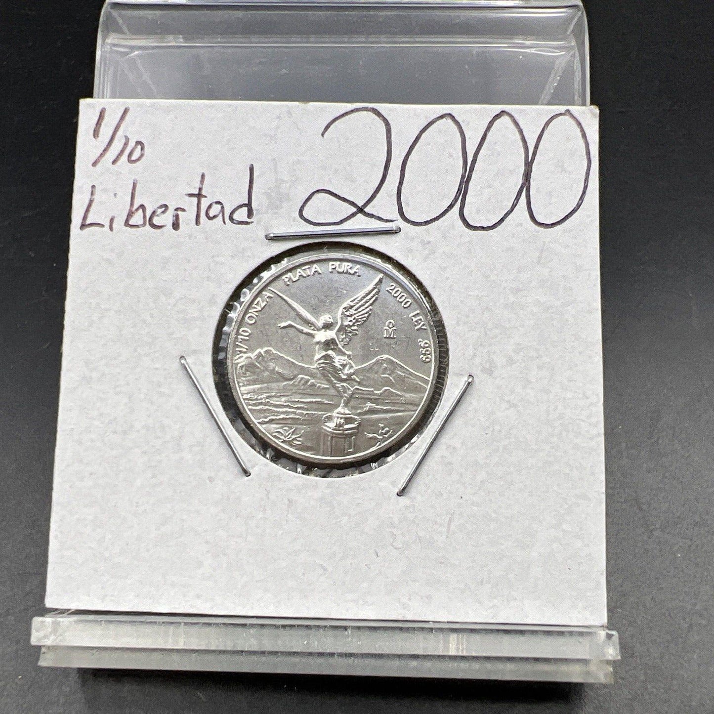 2000 Mexico Libertad 1/10 ounce Silver Coin Pure Silver .999 Some Toning #M324