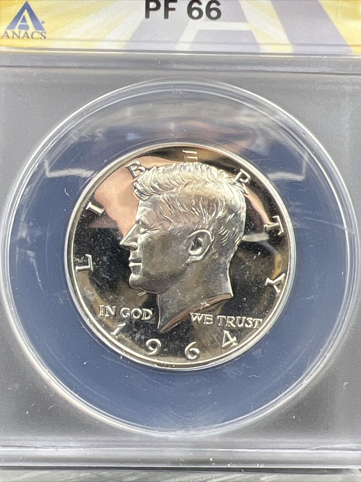 1964 P Kennedy Proof Half Silver Dollar Coin PF66 Accented Hair FS-401 ANACS #A