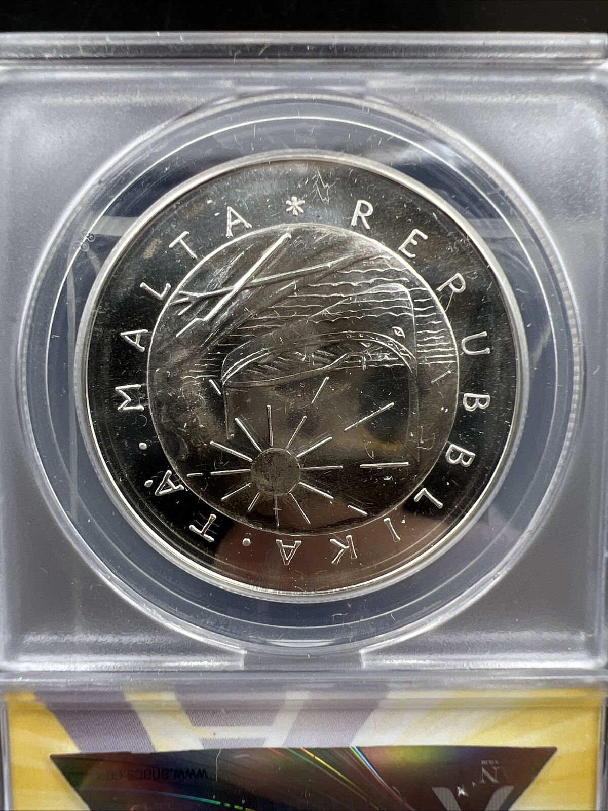 1977 Malta 5 Pounds Liri Windmill Silver Coin KM47 MS67 GEM BU ANACS Top Pop