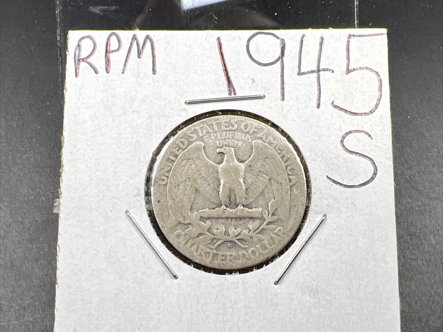 1945 S 25c Washington Silver Quarter Variety Coin RPM S/S AG / G Circ