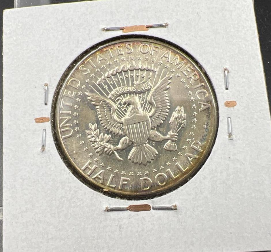 1966 50c Kennedy Silver Half Dollar BU Nice Original Toning Toner sku#brwn