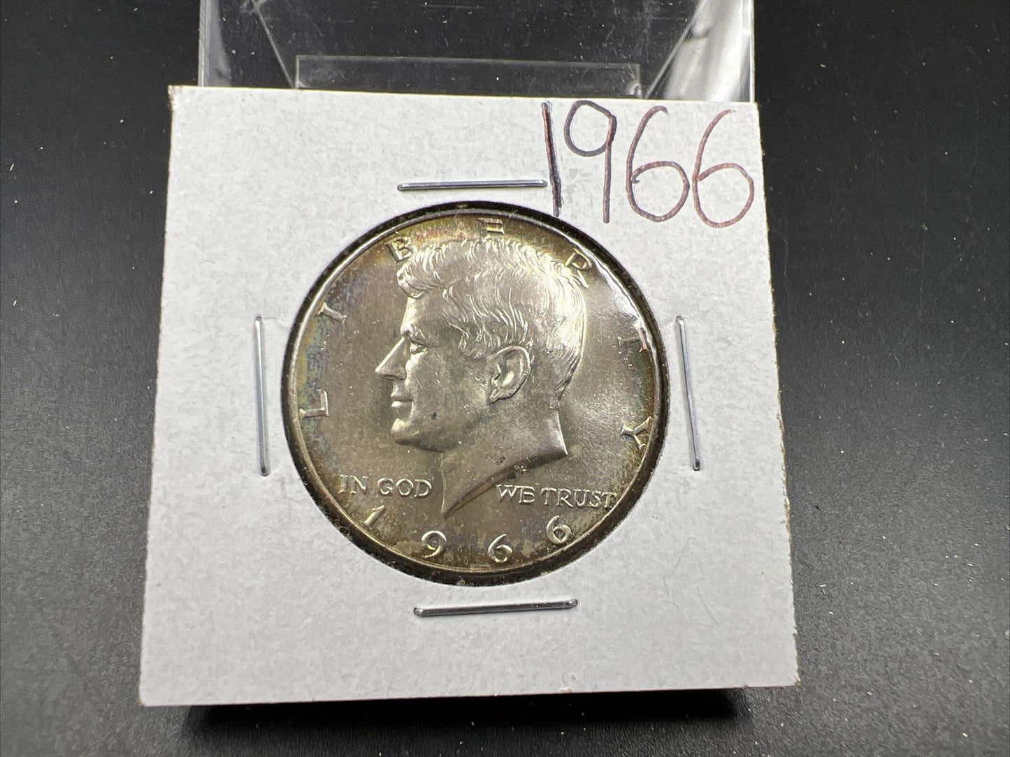 1966 50c Kennedy Silver Half Dollar BU Nice Original Toning Toner sku#brwn