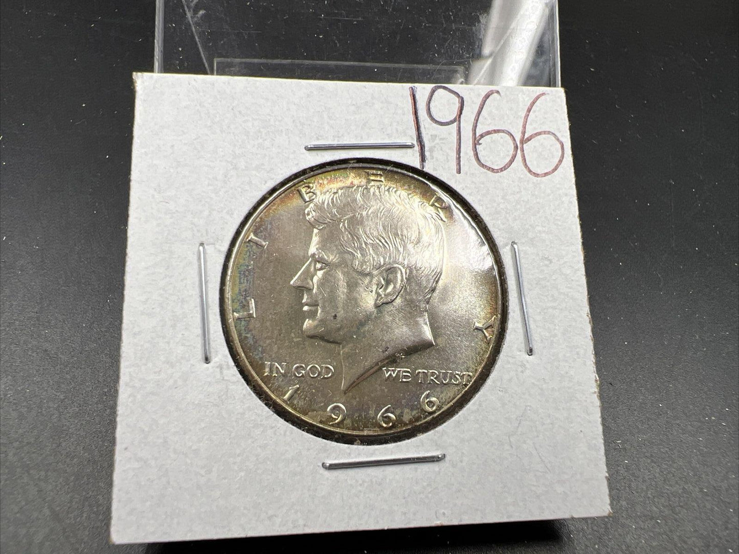 1966 50c Kennedy Silver Half Dollar BU Nice Original Toning Toner sku#brwn