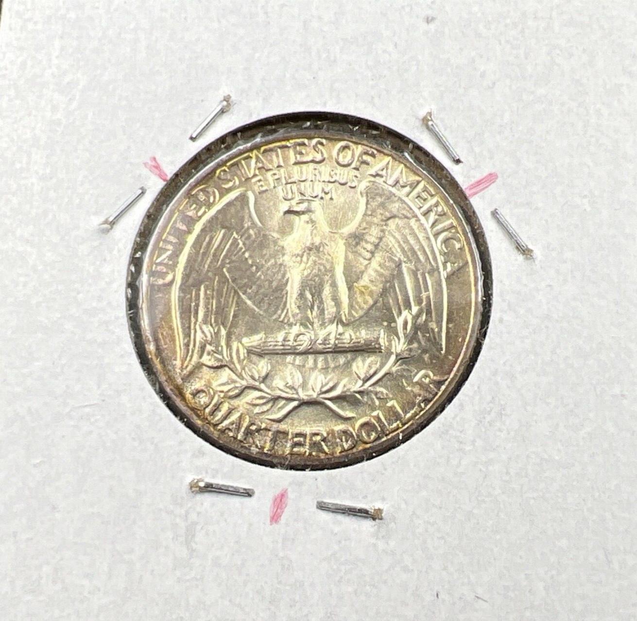 1964 P Washington 25c Silver Quarter Coin CH BU UNC PQ Rainbow Toning #XA