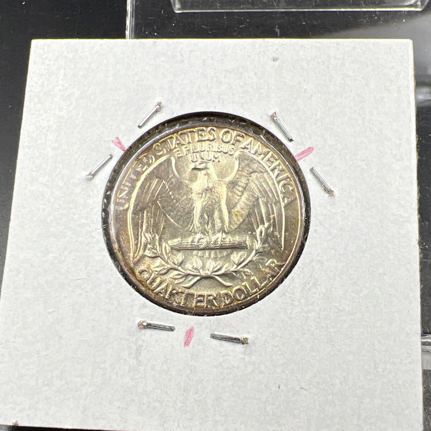 1964 P Washington 25c Silver Quarter Coin CH BU UNC PQ Rainbow Toning #XA