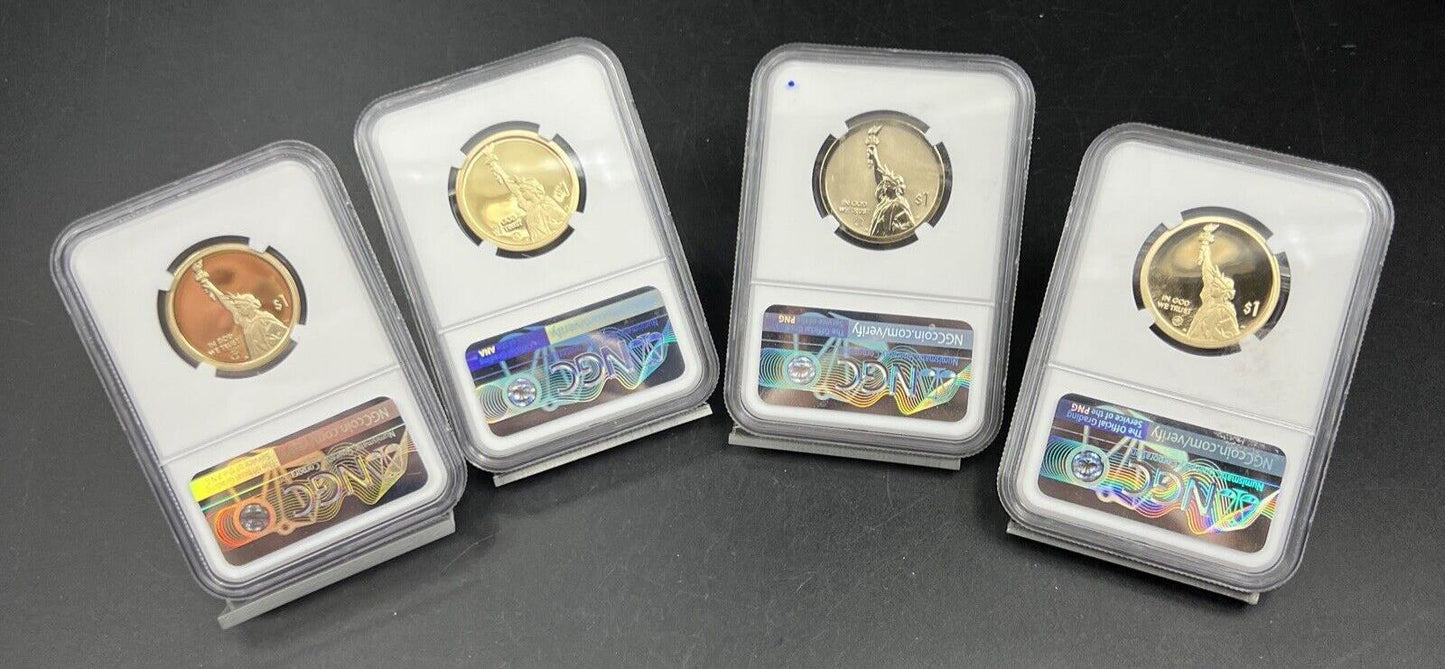 Lot of 4 PF70 NGC 2020 2019 Innovation Dollars Gerber Hubble Clark & Stars