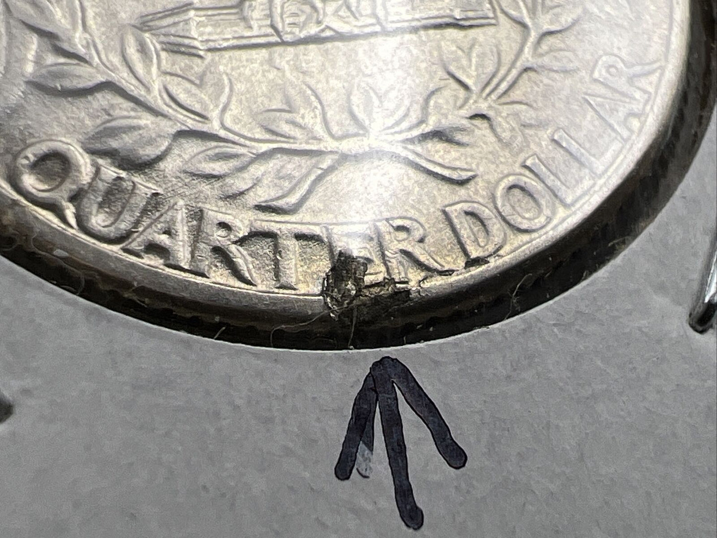 1939 P 25c Washington Silver Quarter Coin AU With Planchet Flaw Error