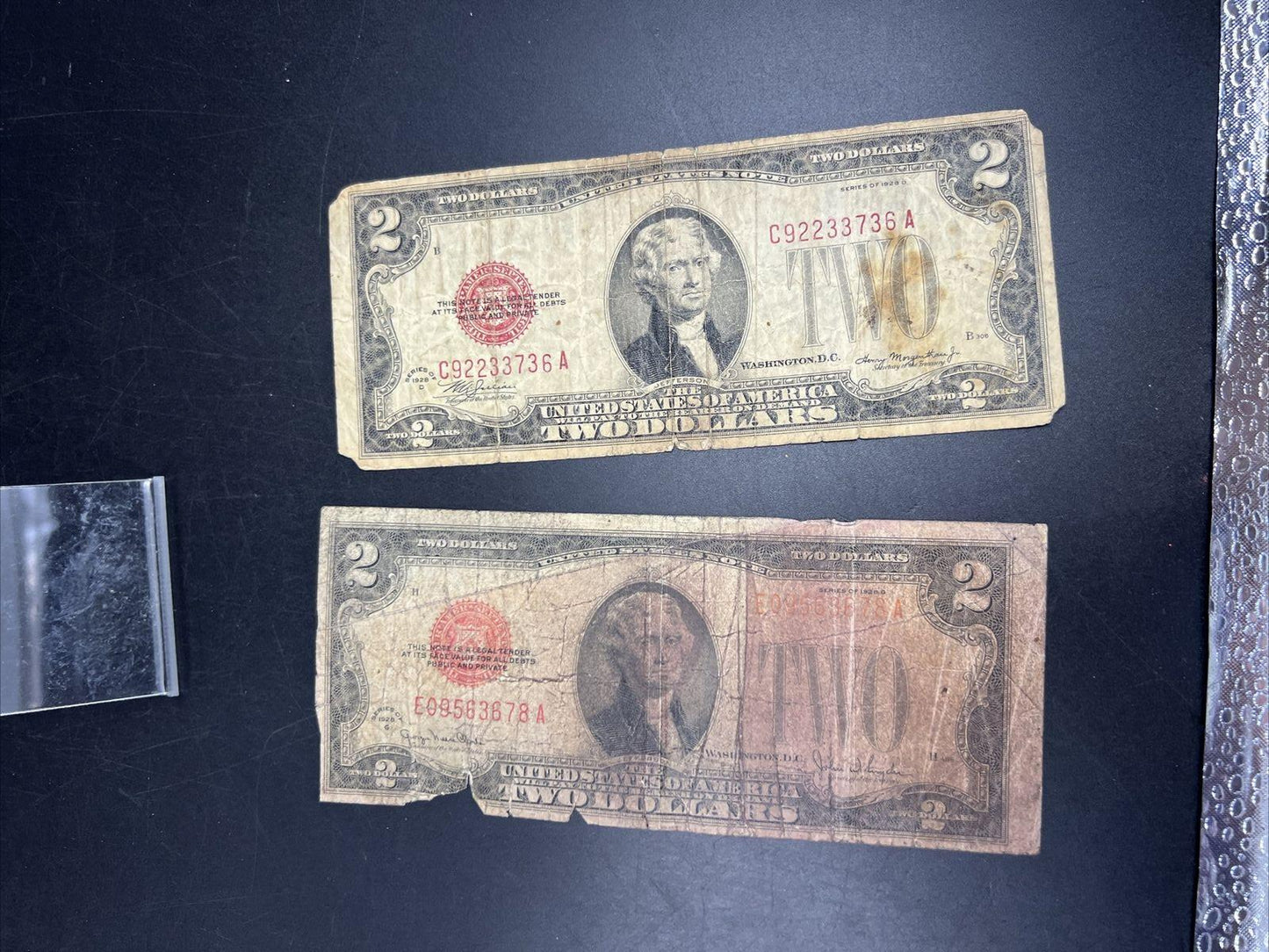 Lot of 2 1928 $2 Two Dollar Legal Tender Red Seal Notes Cull #678