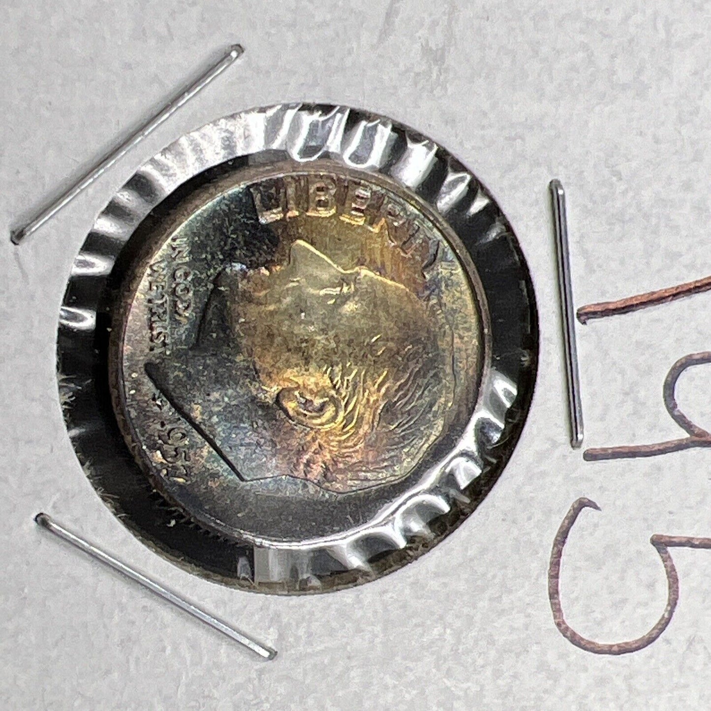 1957 P 10c Roosevelt Dime Coin CH BU PQ * Rainbow Toning Original Toner SKU#GN3