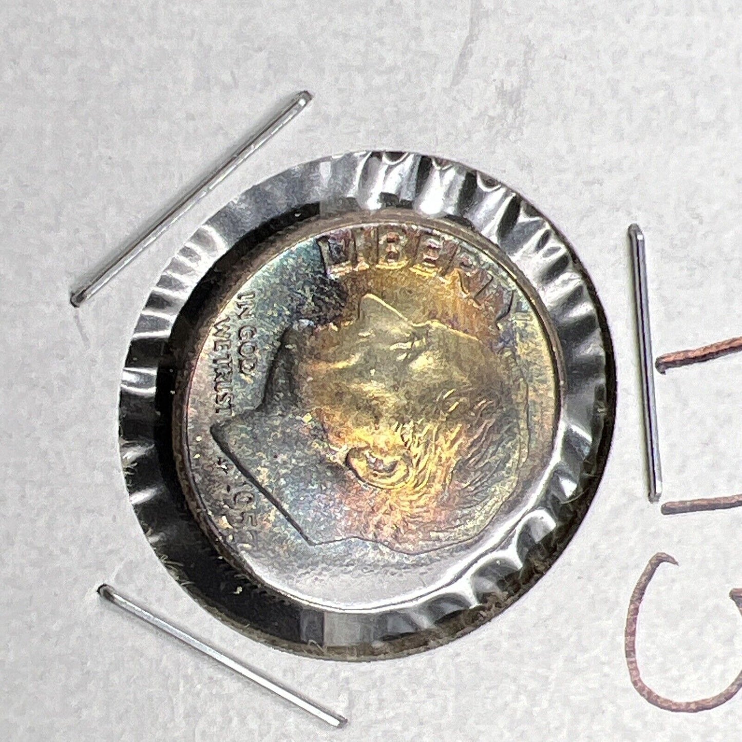 1957 P 10c Roosevelt Dime Coin CH BU PQ * Rainbow Toning Original Toner SKU#GN3