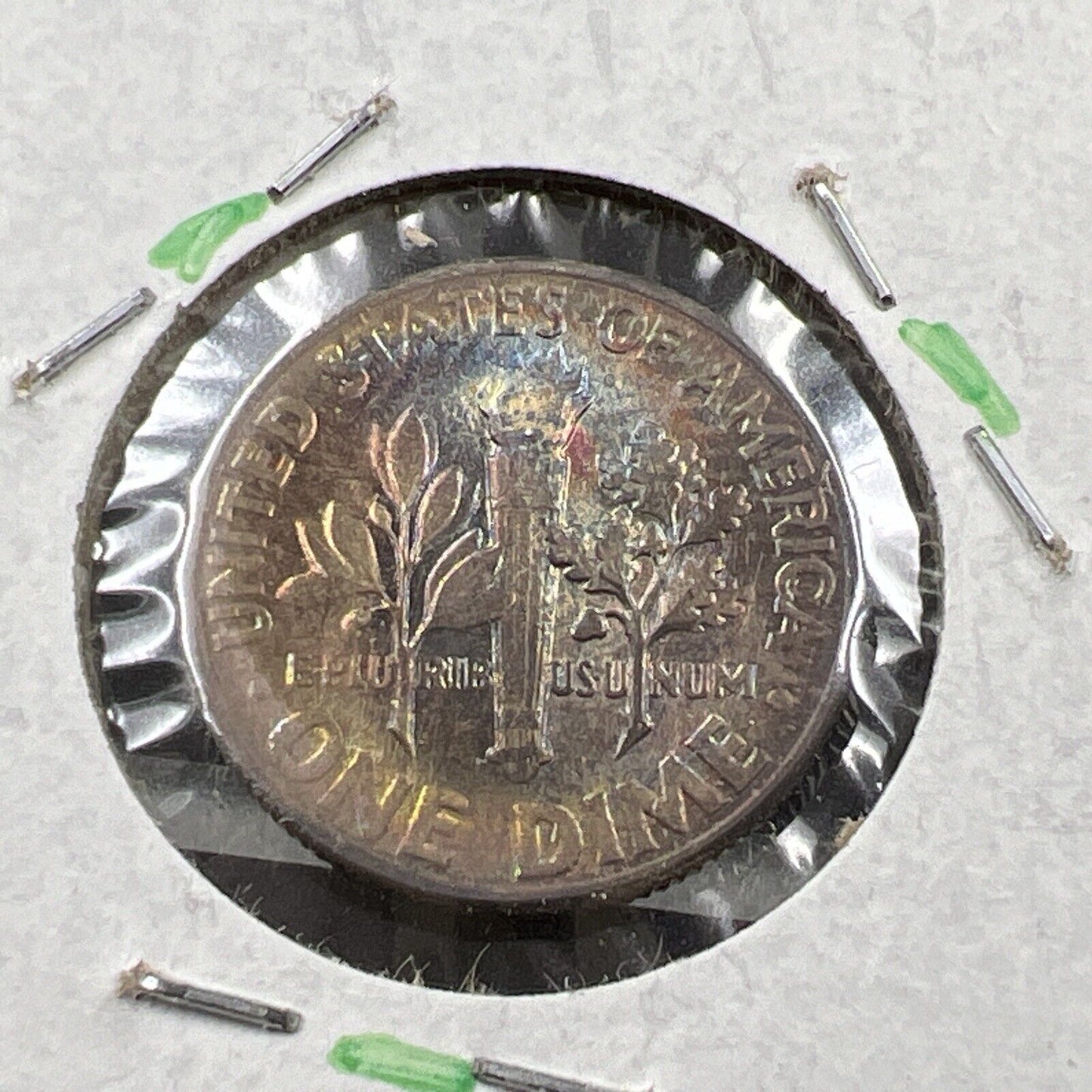 1957 P 10c Roosevelt Dime Coin CH BU PQ * Rainbow Toning Original Toner SKU#GN3