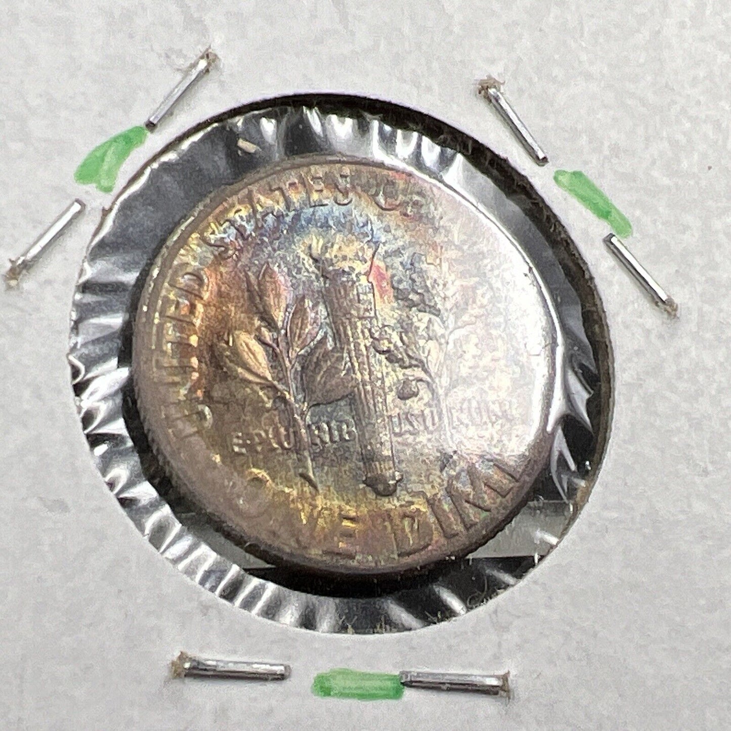 1957 P 10c Roosevelt Dime Coin CH BU PQ * Rainbow Toning Original Toner SKU#GN3