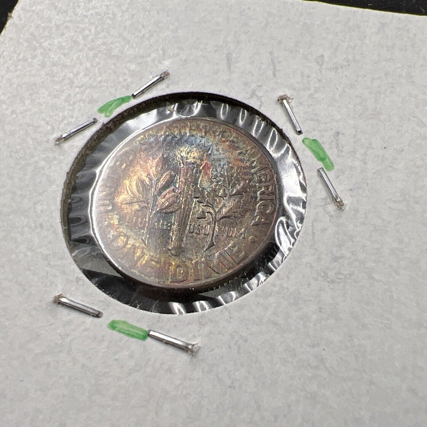 1957 P 10c Roosevelt Dime Coin CH BU PQ * Rainbow Toning Original Toner SKU#GN3