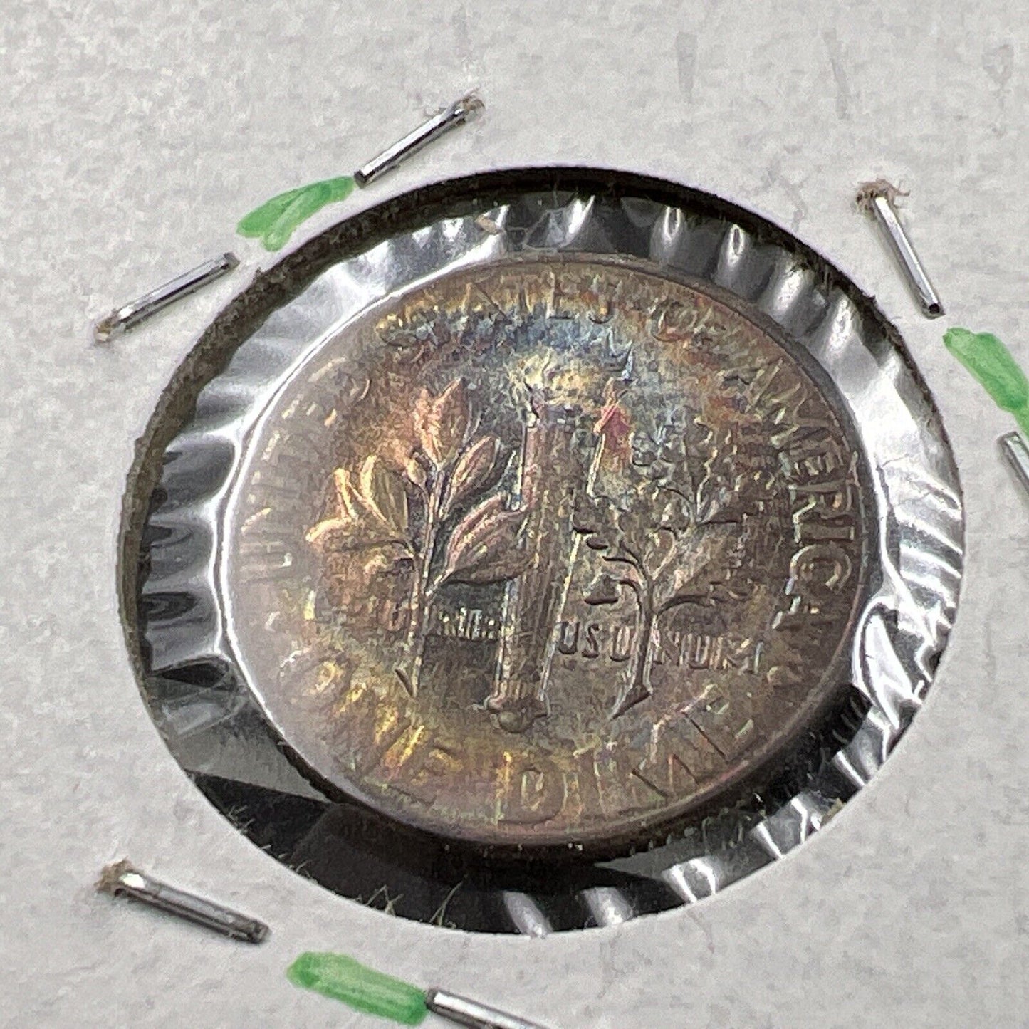 1957 P 10c Roosevelt Dime Coin CH BU PQ * Rainbow Toning Original Toner SKU#GN3