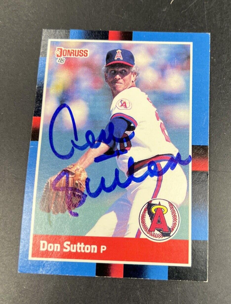 Don Sutton Hand Signed Donruss Card Used Condition Anaheim Angels MLB