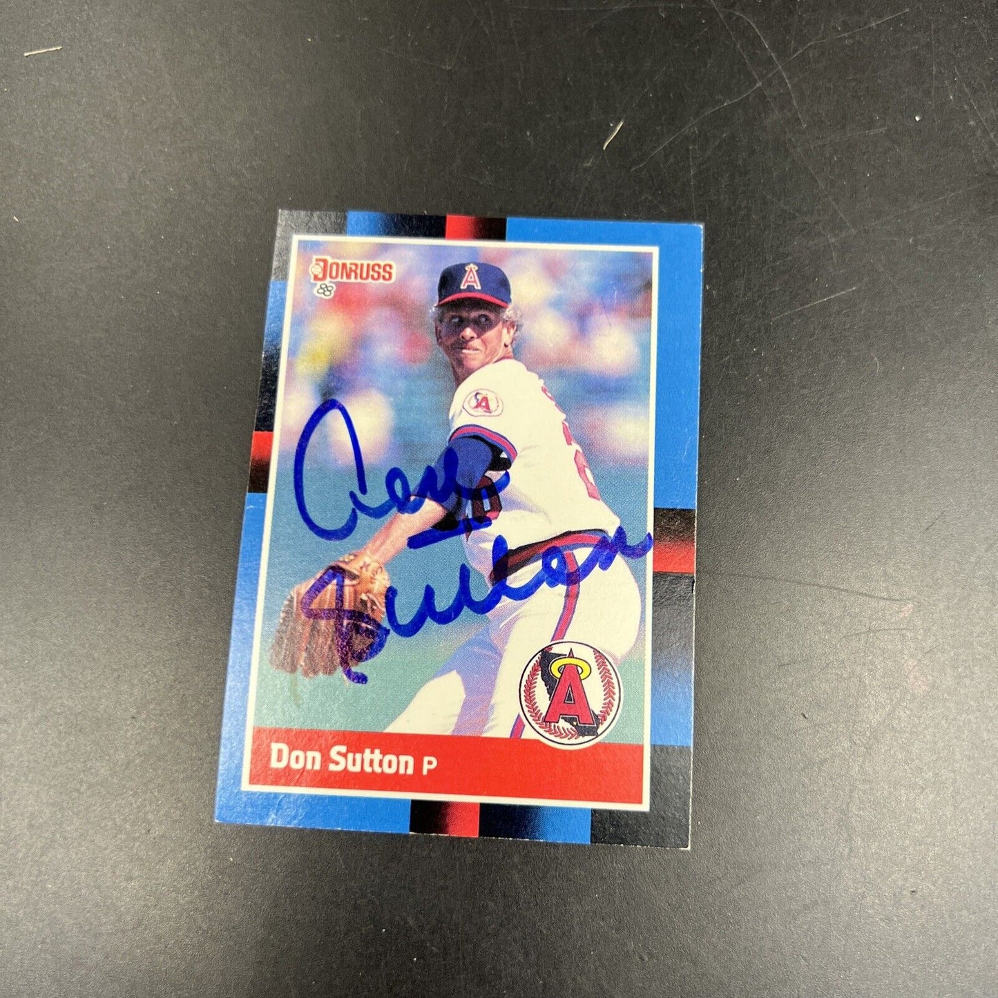 Don Sutton Hand Signed Donruss Card Used Condition Anaheim Angels MLB