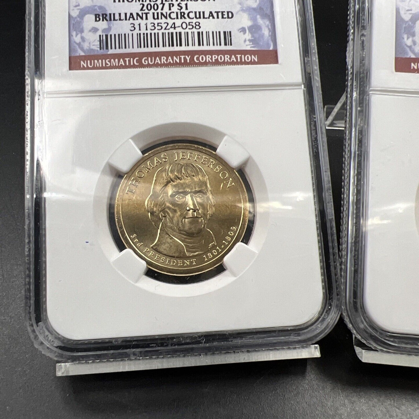 2007 P & D $1 Thomas Jefferson Presidential Dollar Two Coin Set NGC BU Certified