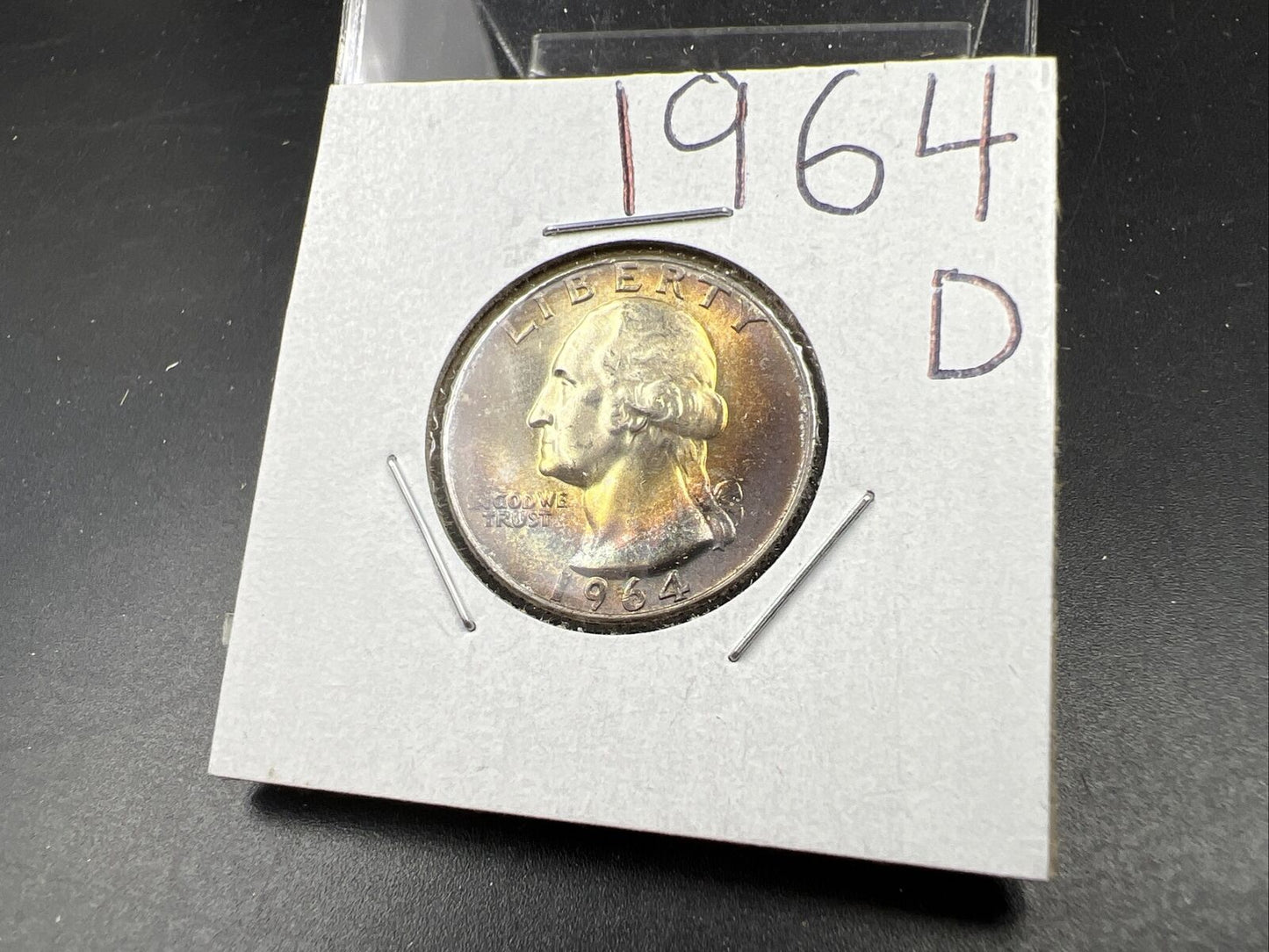1964 D Washington 25c Silver Quarter Coin PQ * Star Nice Toning Toner Obverse