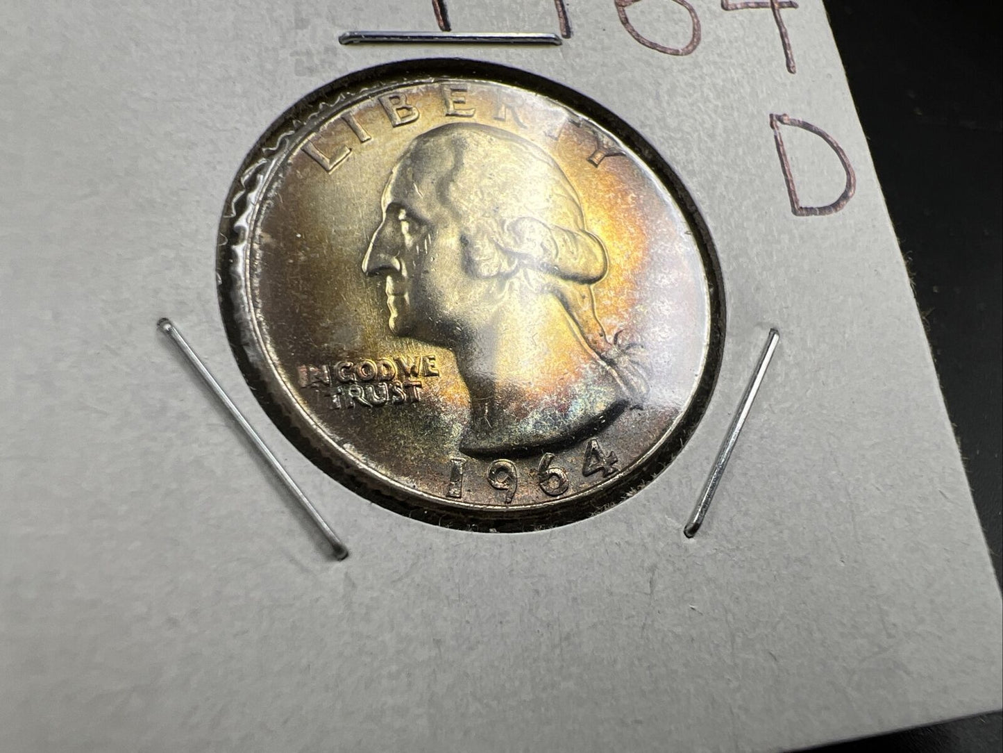 1964 D Washington 25c Silver Quarter Coin PQ * Star Nice Toning Toner Obverse