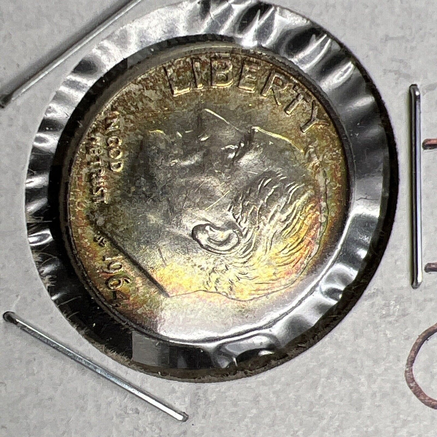 1964 D 10c Roosevelt Dime Coin CH BU Nice Amber Toning Original Toner SKU#OG3