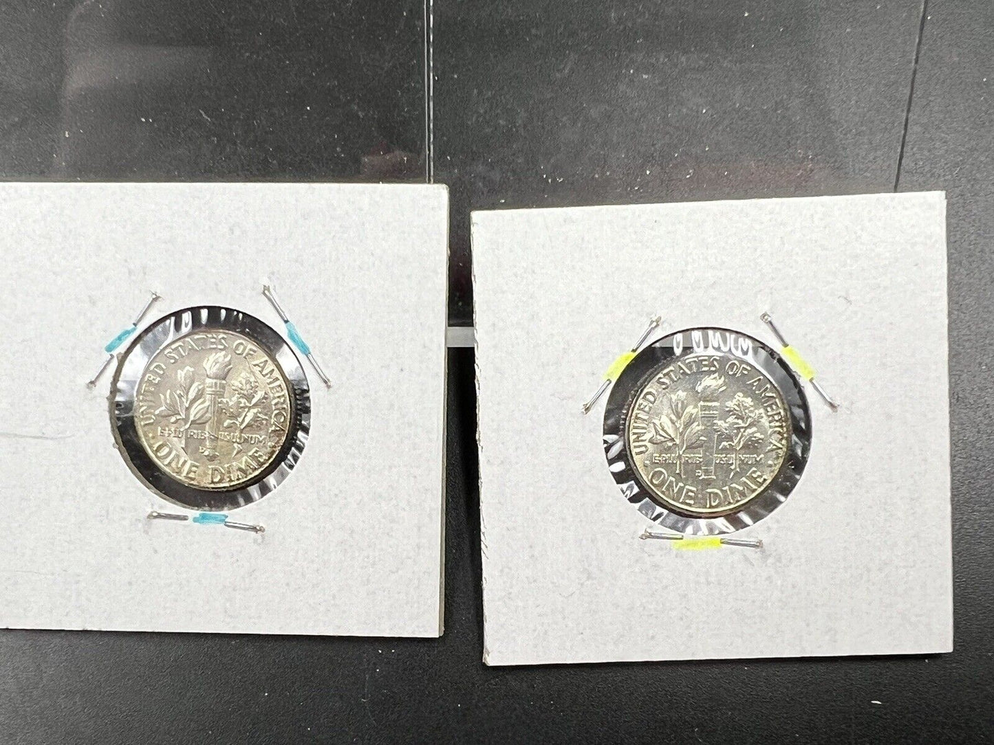 Toner Trio 3 Coin Set 2x 1964 D 10c BU & 1956 1c Wheat BU Red/Brown UNC