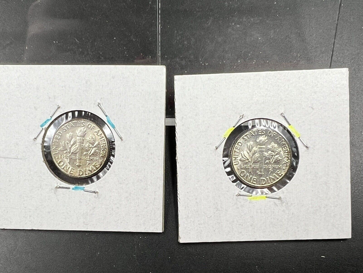 Toner Trio 3 Coin Set 2x 1964 D 10c BU & 1956 1c Wheat BU Red/Brown UNC