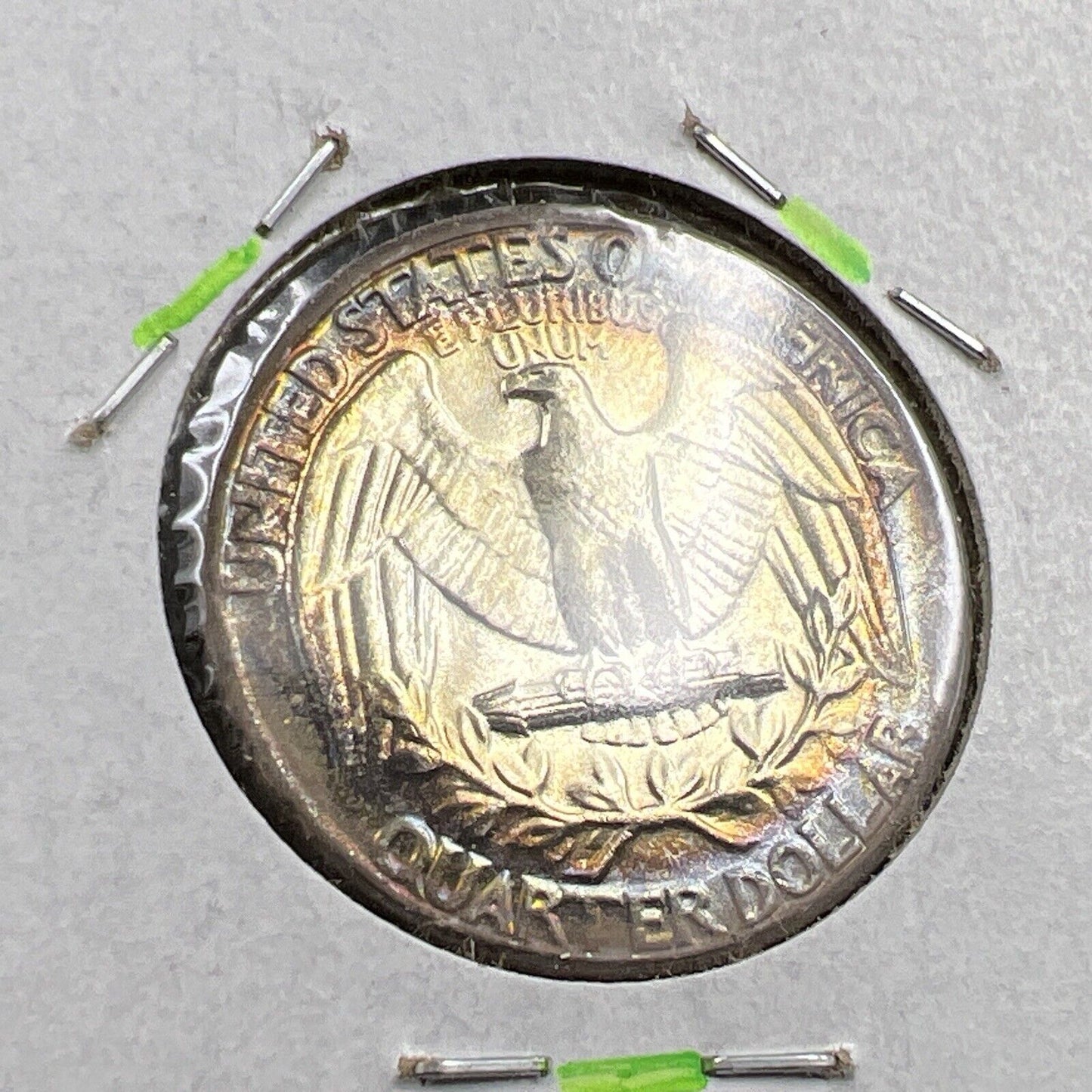 1957 P Washington 25c Silver Quarter Coin Gem BU UNC PQ * Star Rainbow Toning
