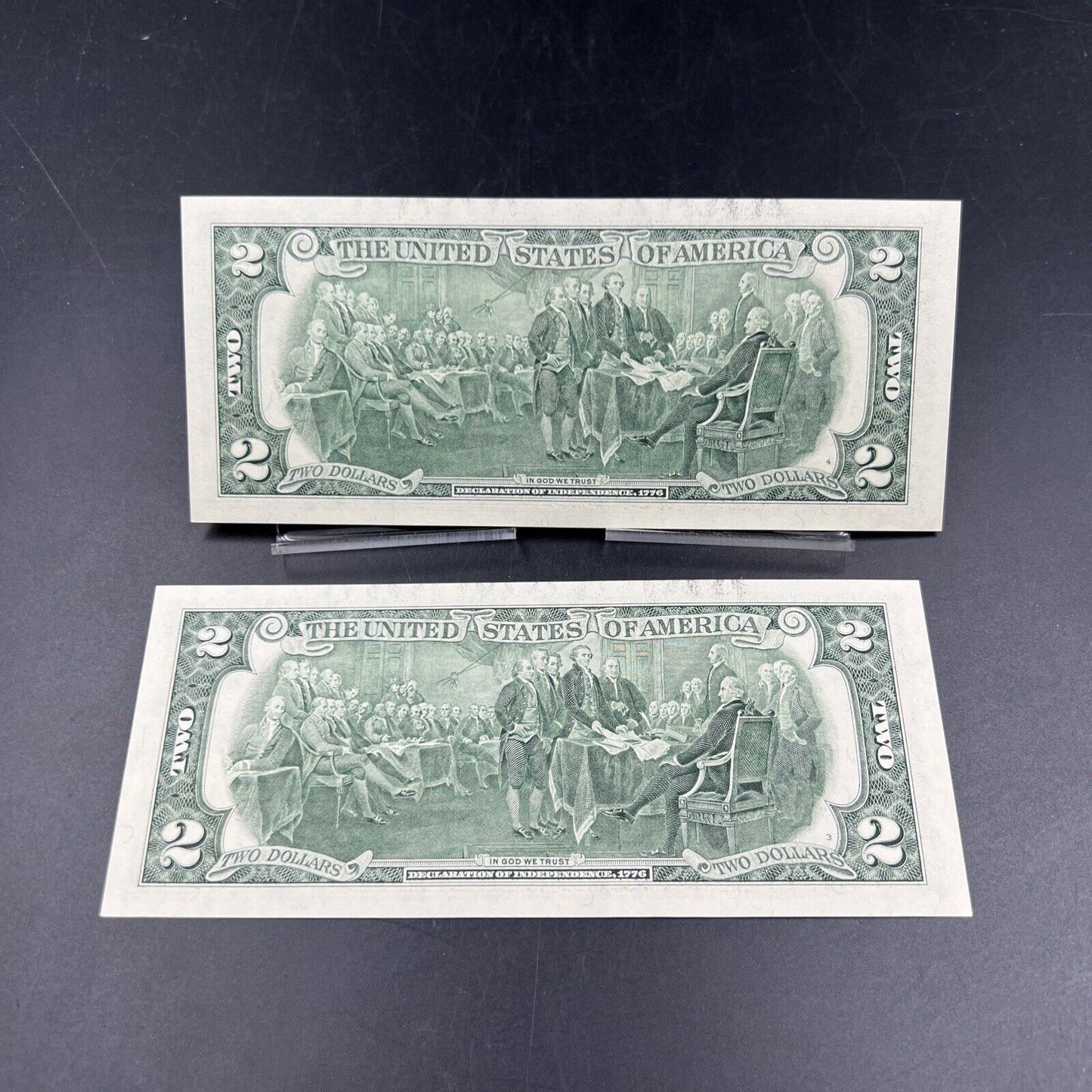 Lot of 2 2003 $2 Two Dollar FRN Federal Reserve Note Bills NEAT Serial #336