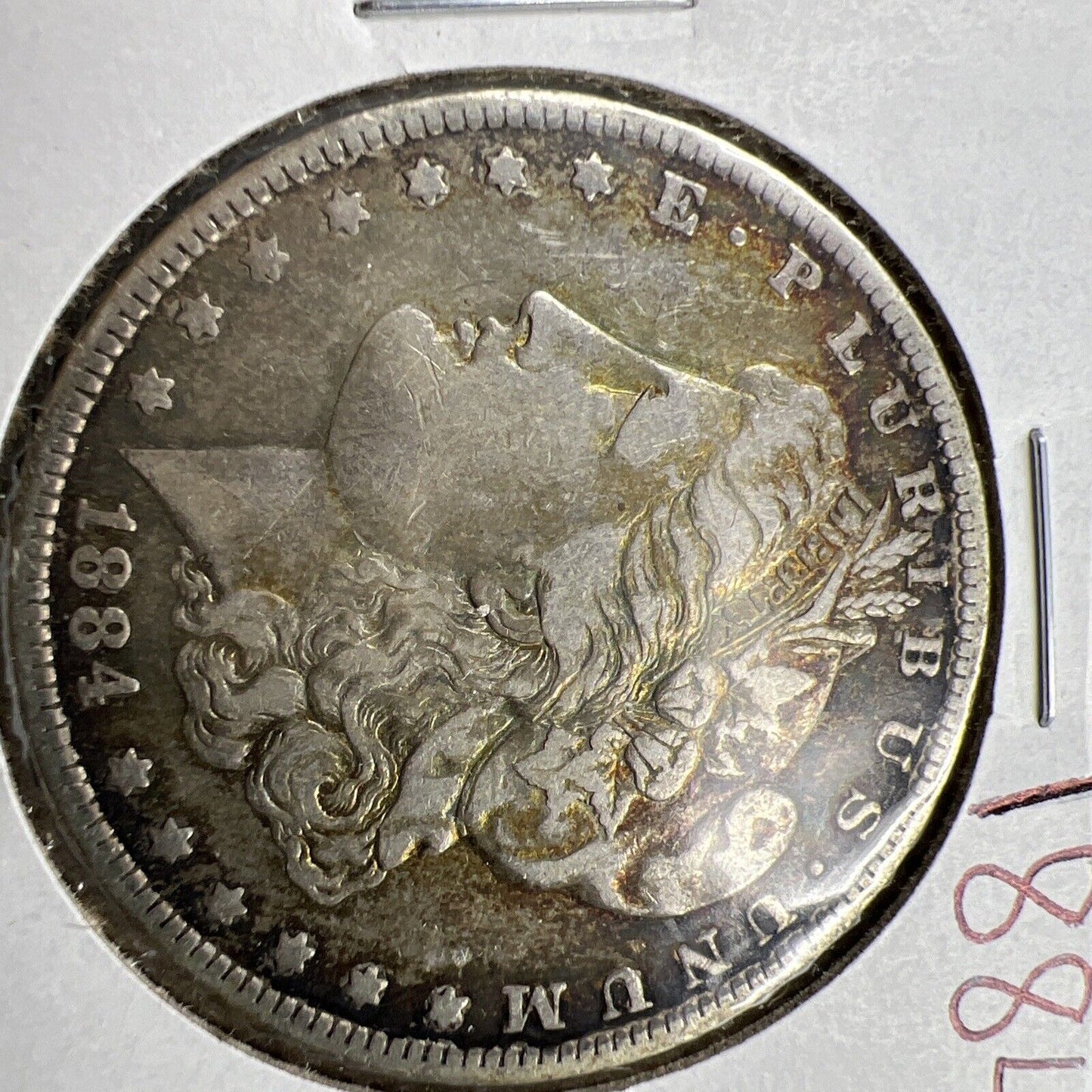 1884 P $1 Morgan Dollar Coin XF Details neat toning obverse