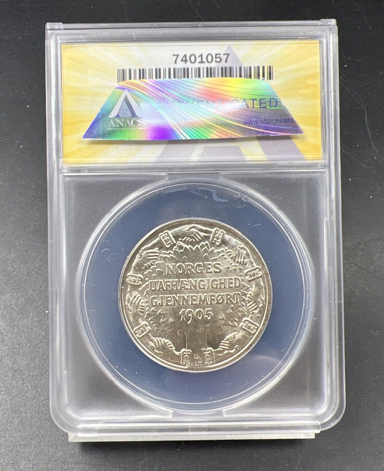 1906 Norway 2 Kroner Silver Coin ANACS MS63 Choice BU UNC Certified