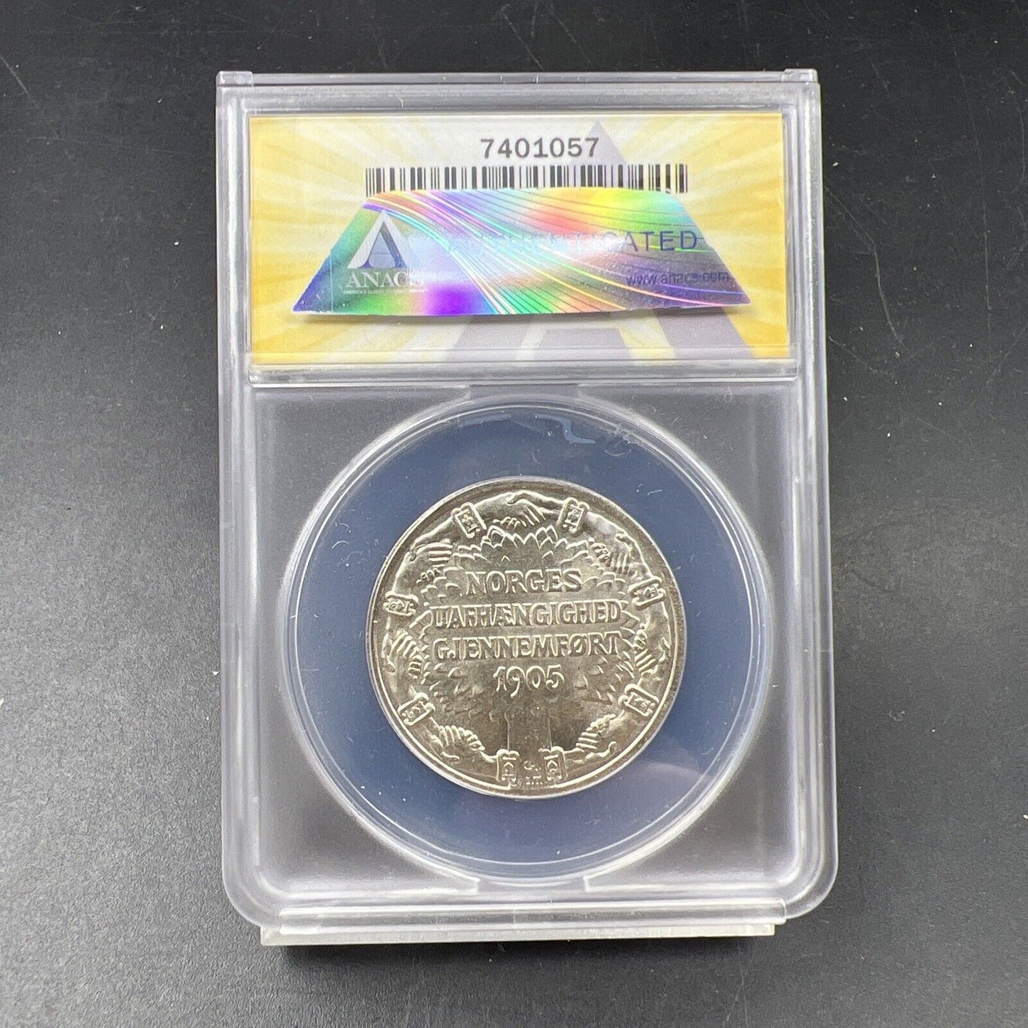 1906 Norway 2 Kroner Silver Coin ANACS MS63 Choice BU UNC Certified