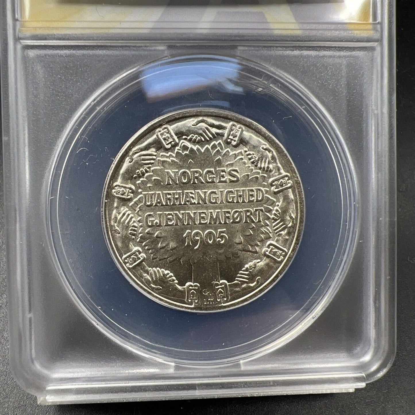 1906 Norway 2 Kroner Silver Coin ANACS MS63 Choice BU UNC Certified