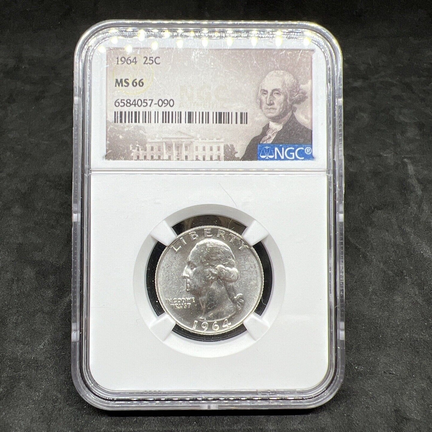 1964 P 25c Washington Silver Quarter Coin NGC MS66 Gem BU Certified